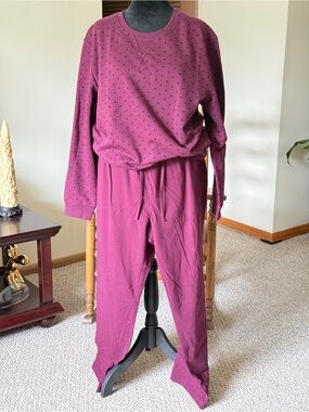 Style & Co. Womens Two-Piece Lounge Set in Berry